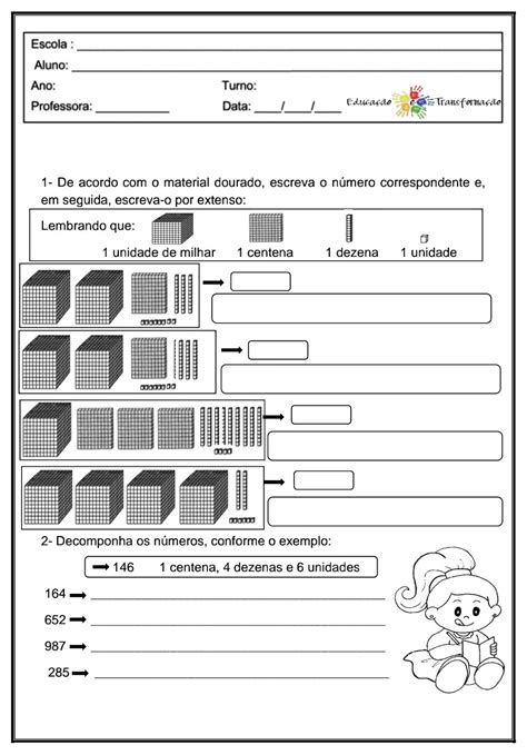 Decomposição de números no sistema de numeração decimal.